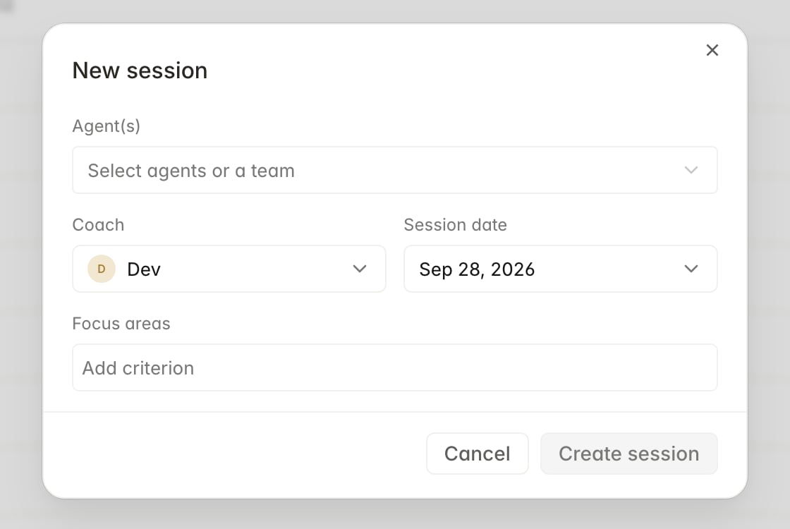New coaching session dialog