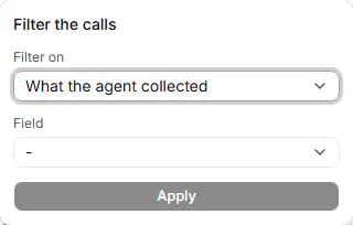 The Filter the calls panel on a campaign page