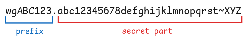 API key example showing the key wgABC123.abc12345678defghijklmnopqrst~XYZ