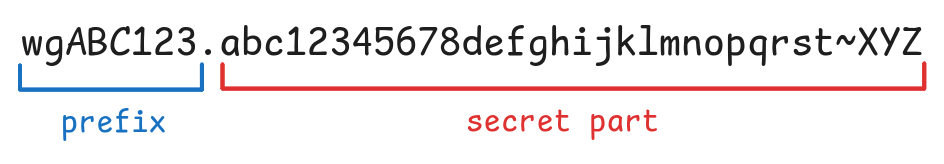 API key example showing the key wgABC123.abc12345678defghijklmnopqrst~XYZ