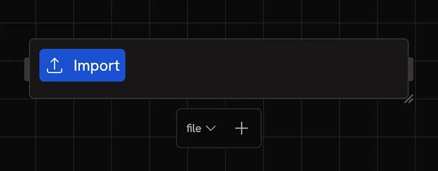 A File input node with the Import button