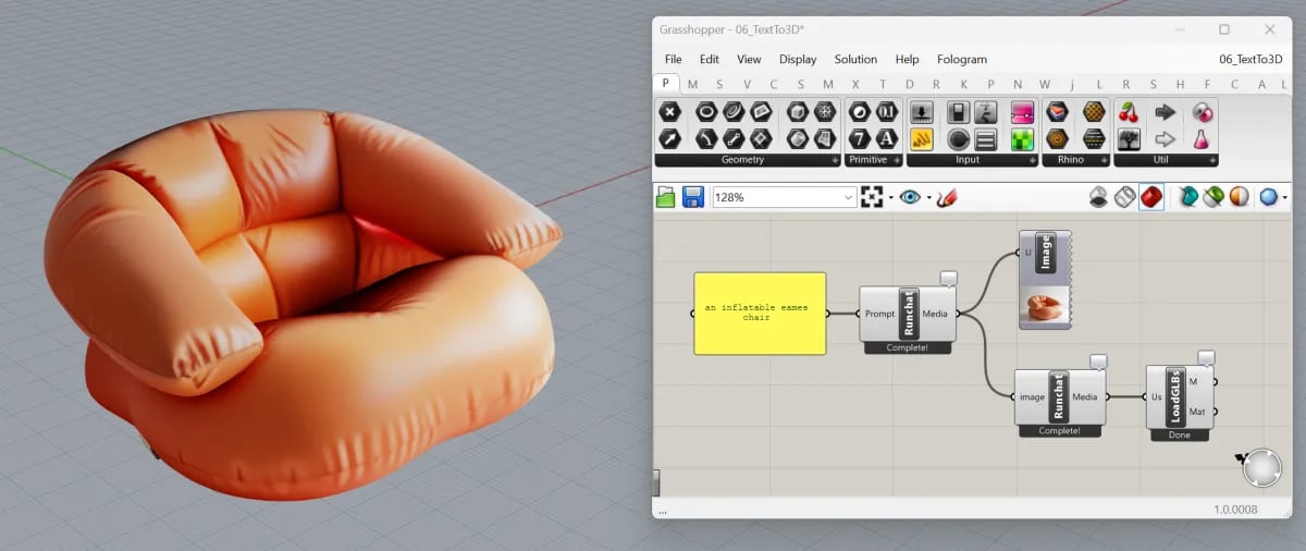 Grasshopper definition generating a family of 3D objects