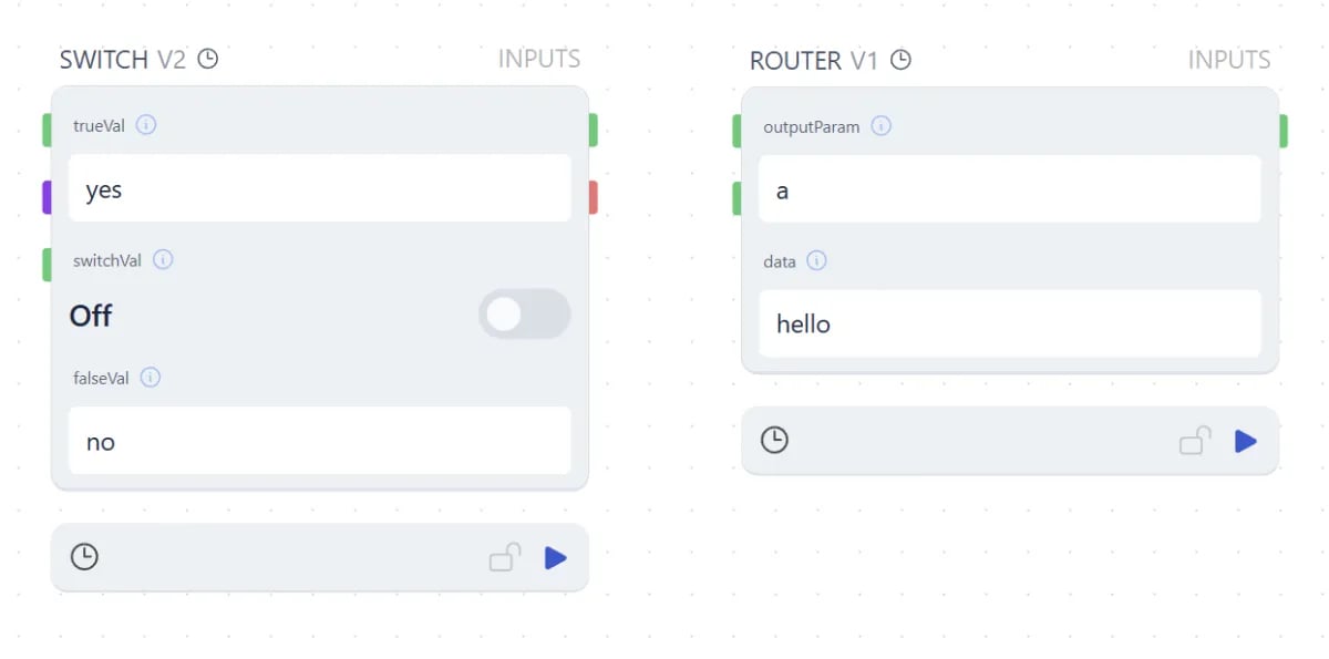 The Switch and Router nodes wired into a workflow