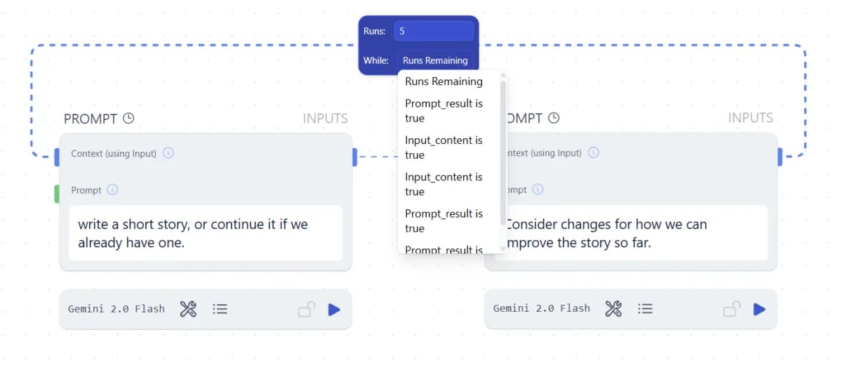 A while loop using a referenced output as the stop condition
