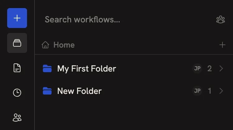 Folders panel