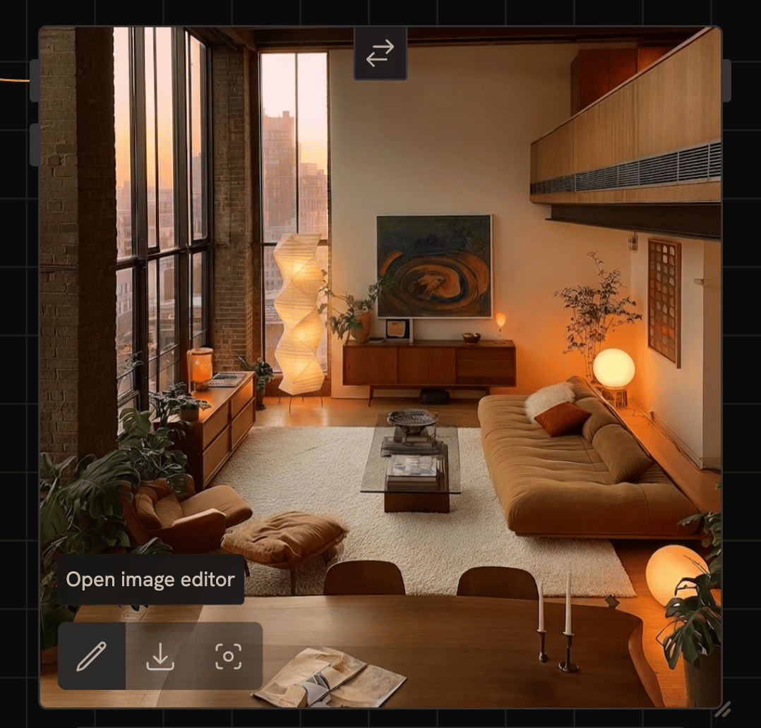 The Runchat image editor with mask, brush, and layer tools