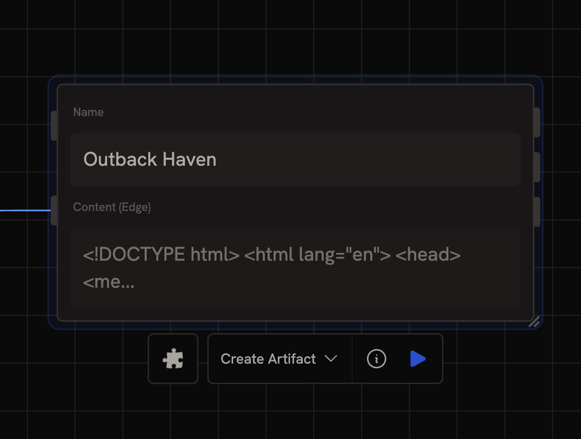 Artifact node in Create mode