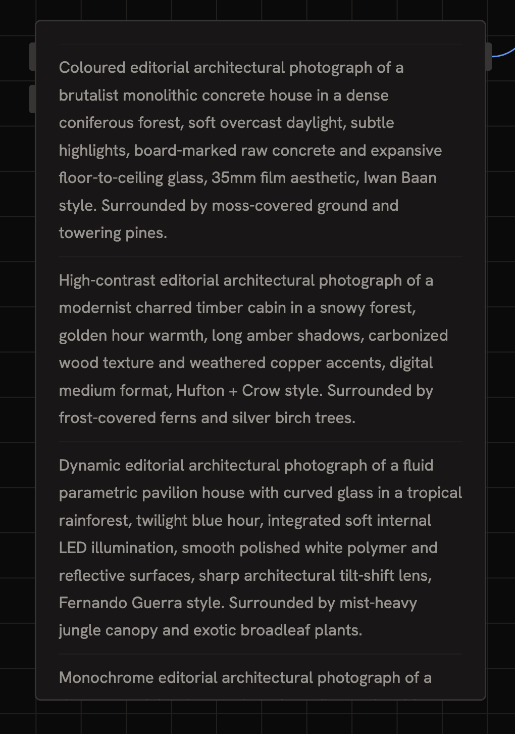 Four stylistic variations of the same building