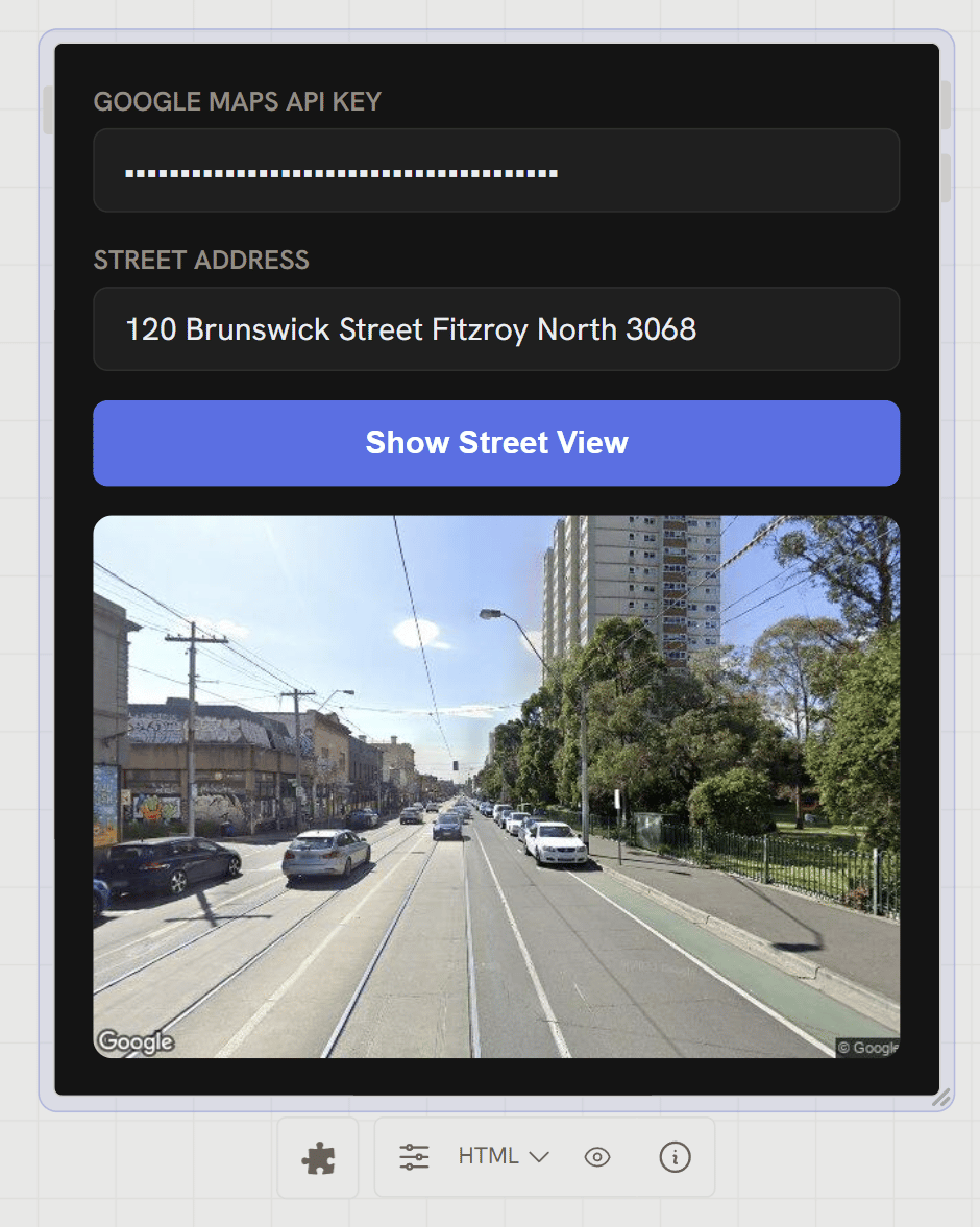 Working Streetview component with an image