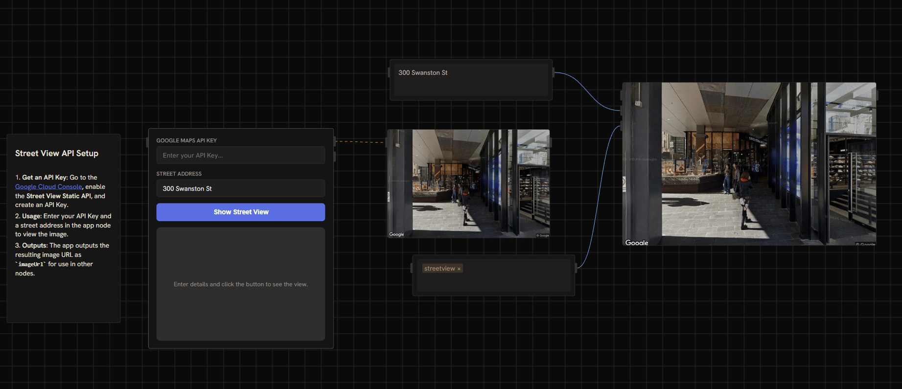 JavaScript Streetview component with credential reference