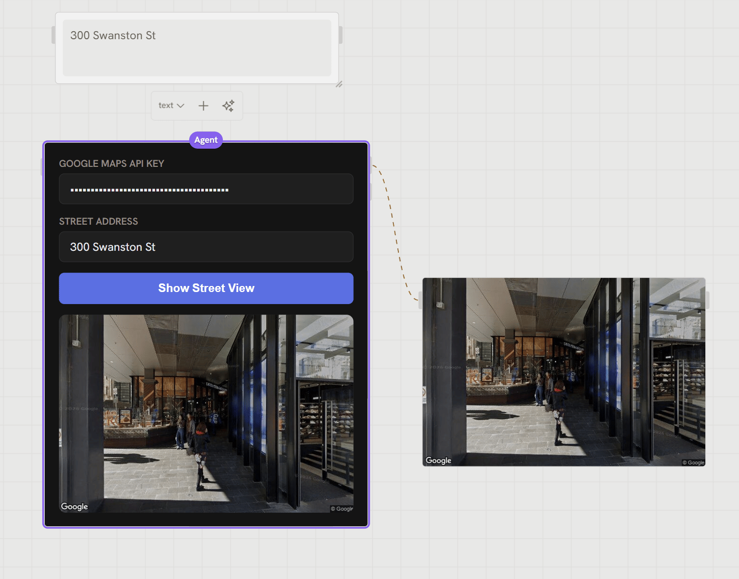 Streetview component with parametric address input