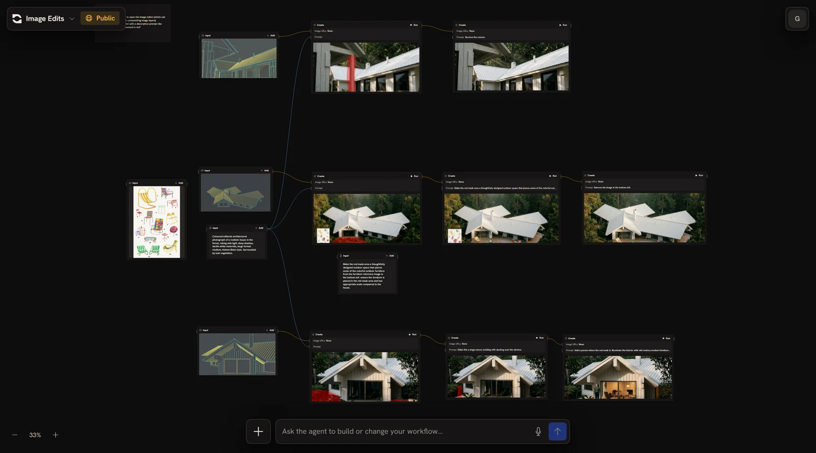 A Runchat canvas with connected nodes producing rendered images