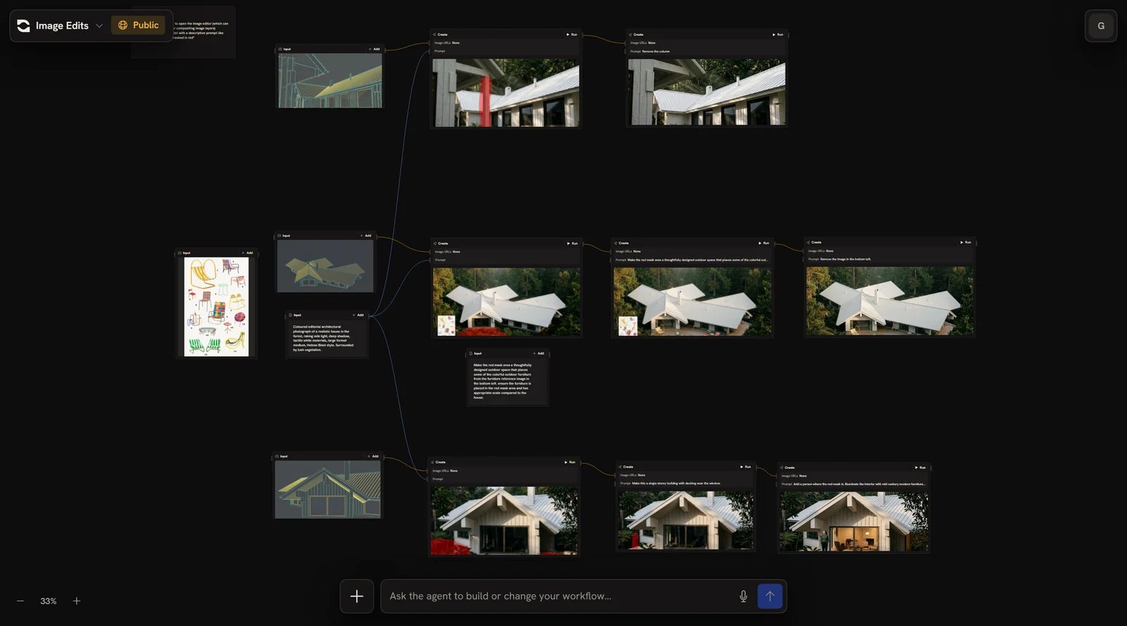 A Runchat canvas with connected nodes producing rendered images
