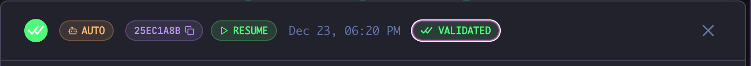 Toggling Validated Status