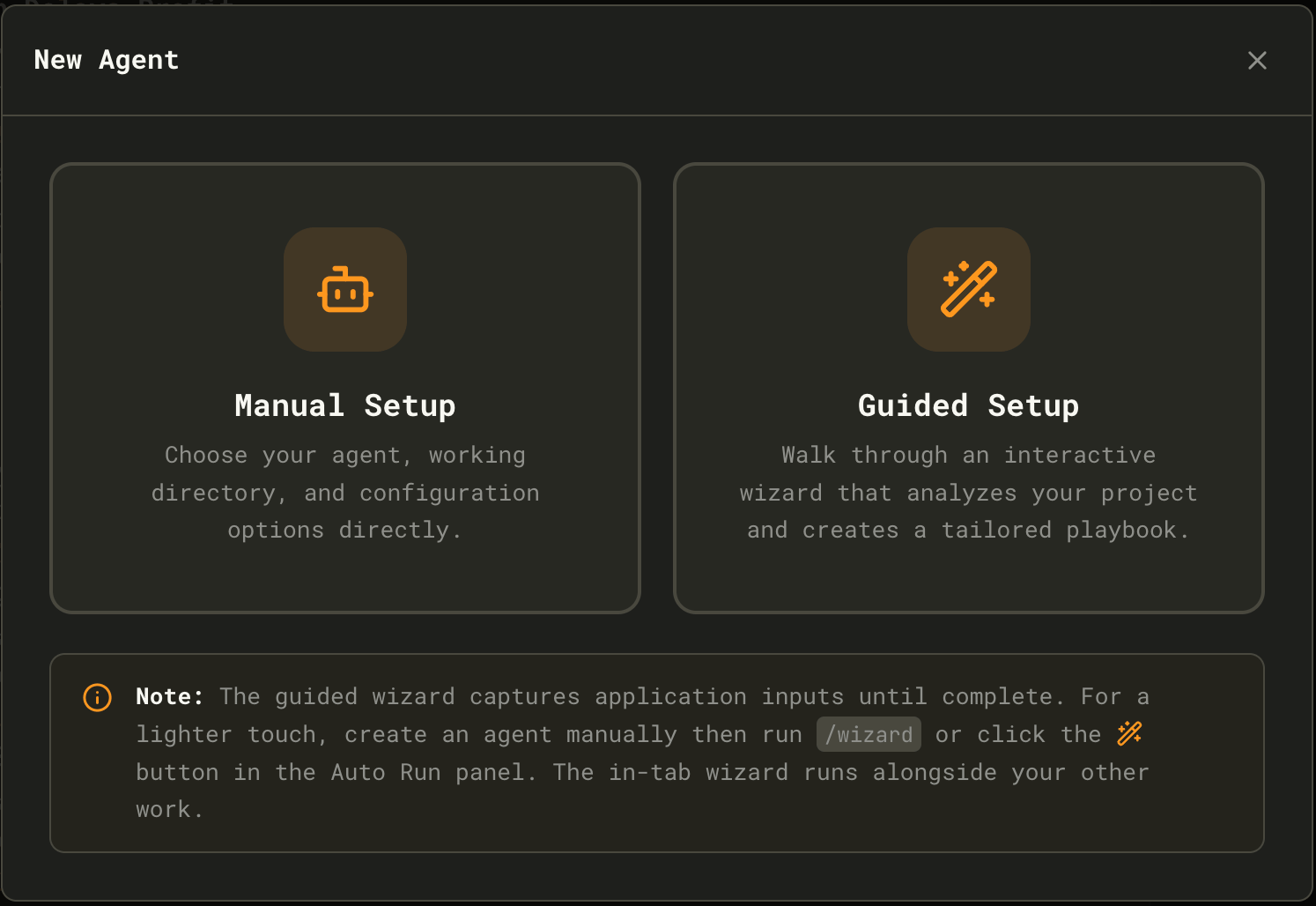 New Agent selector