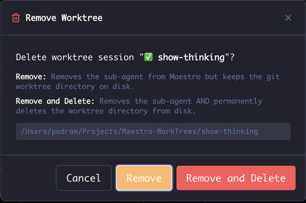 Remove worktree confirmation