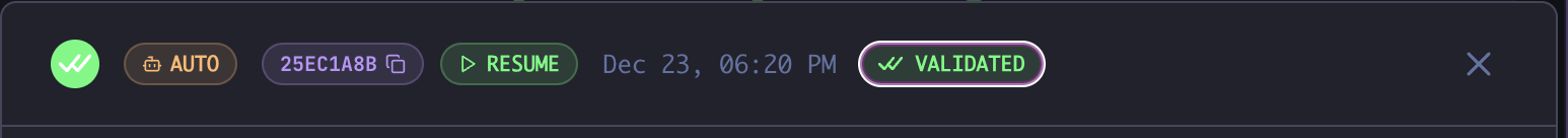 Toggling Validated Status
