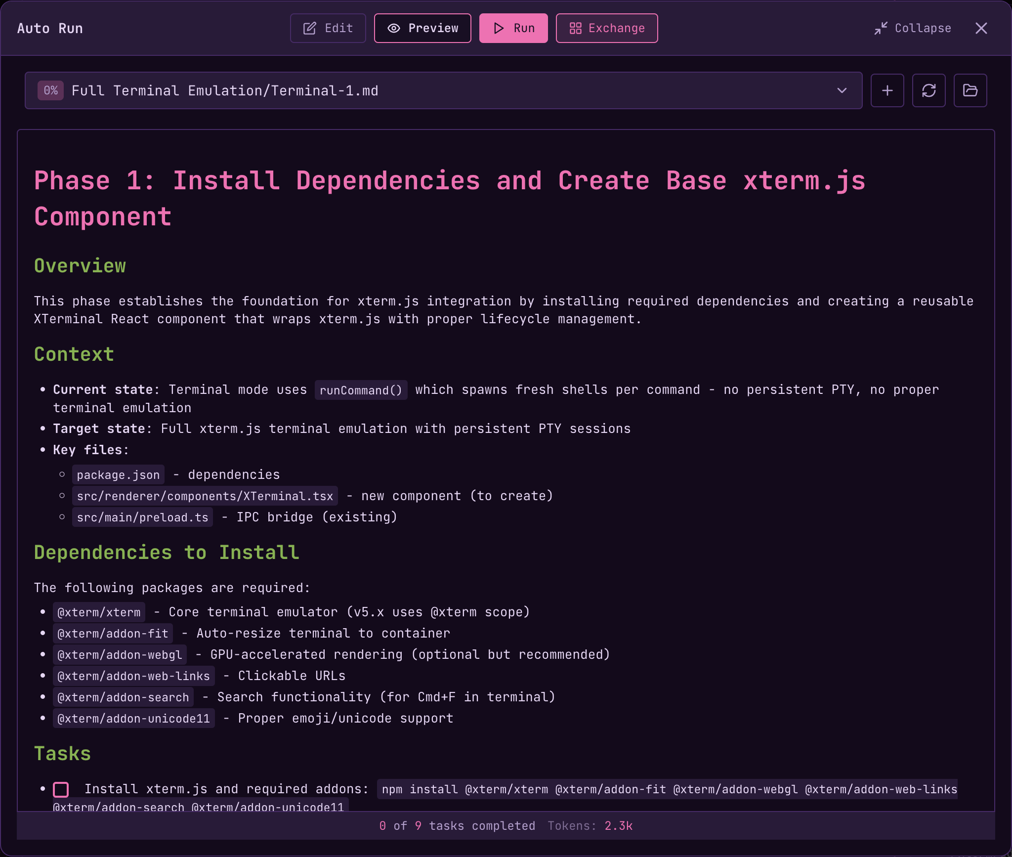 Expanded Auto Run Editor