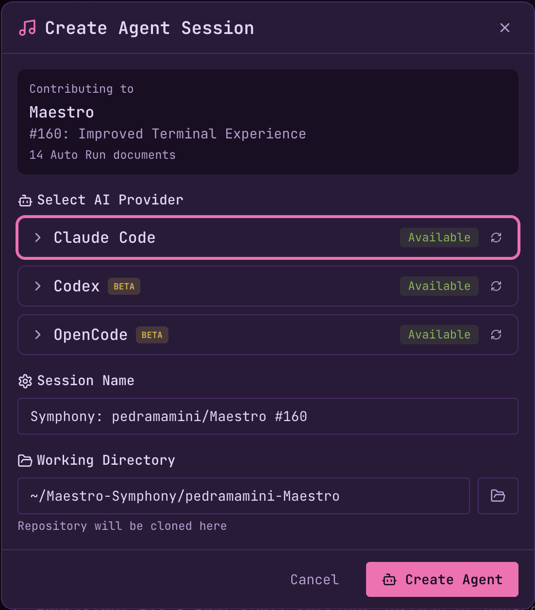 Create Agent Session