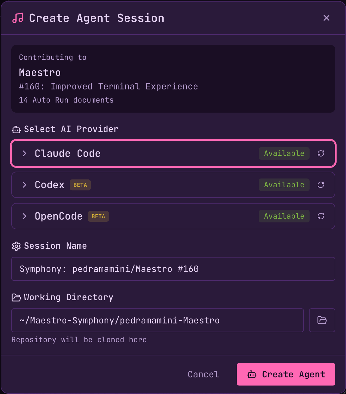 Create Agent Session