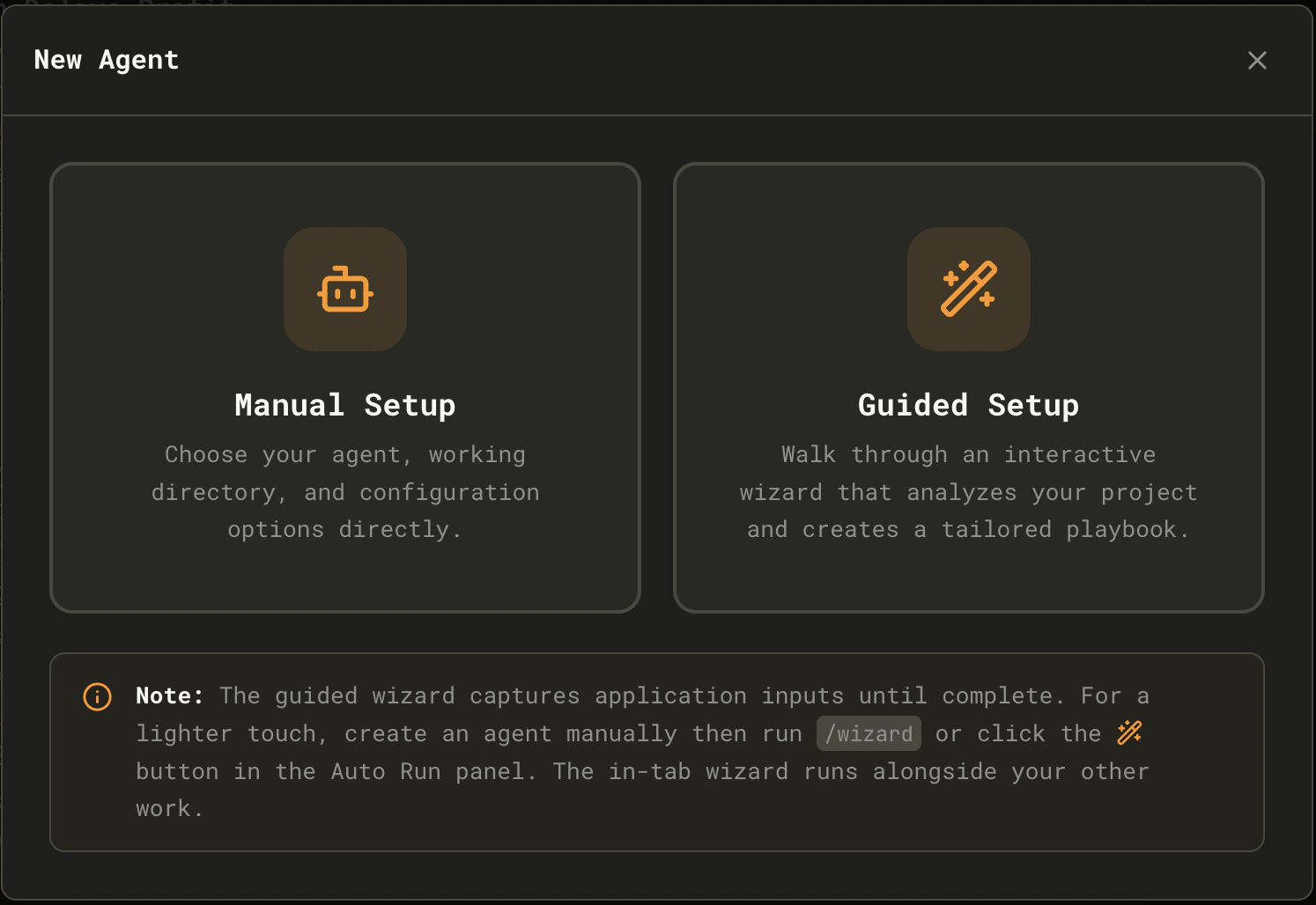 New Agent selector