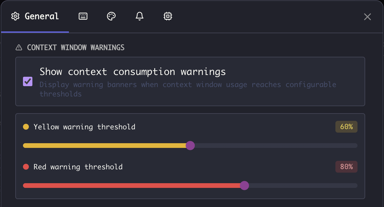 Context Warning Configuration