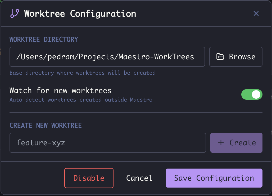 Worktree configuration