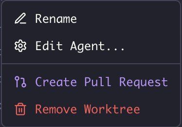 Worktree right-click menu