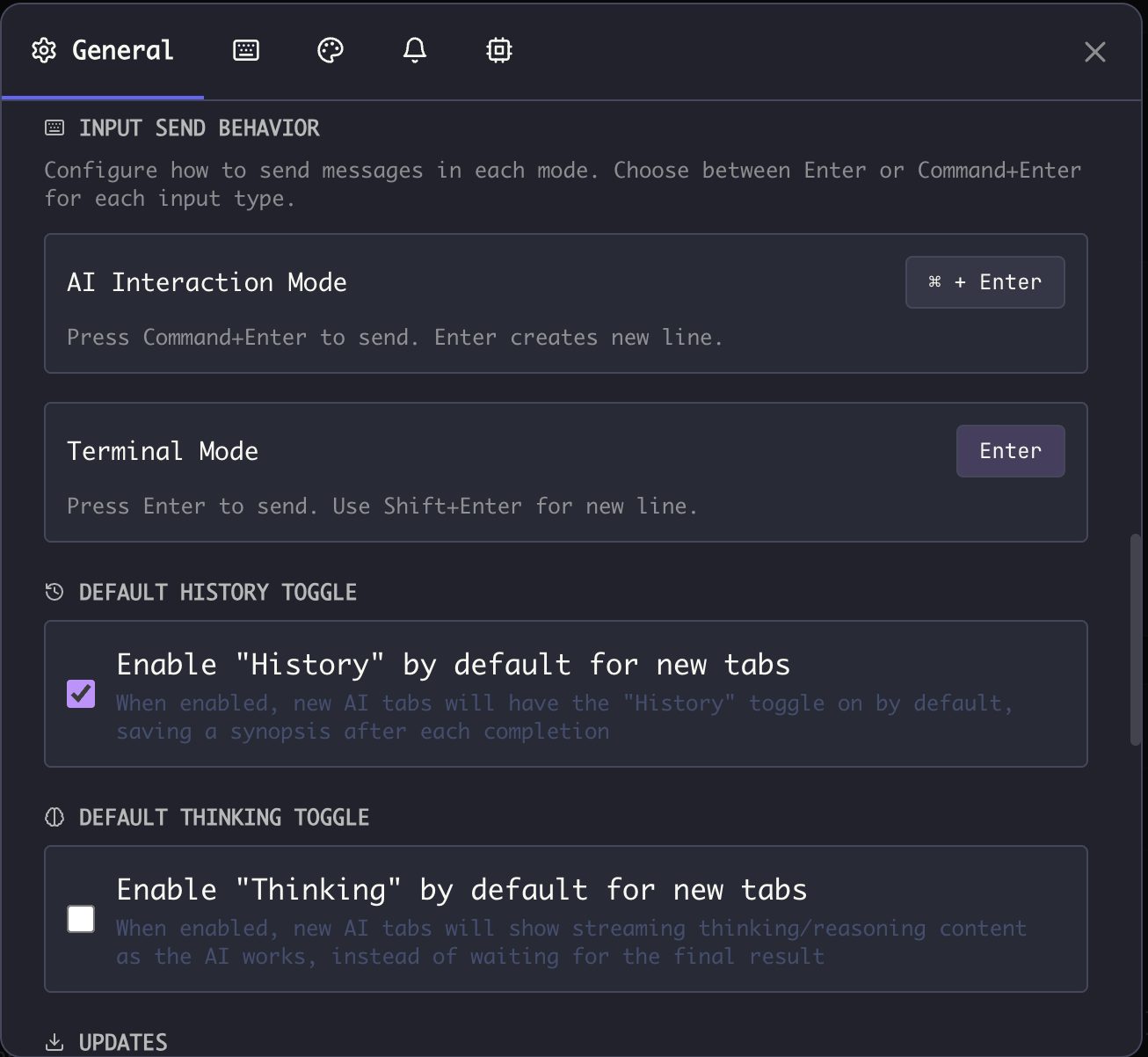 Input Toggle Defaults