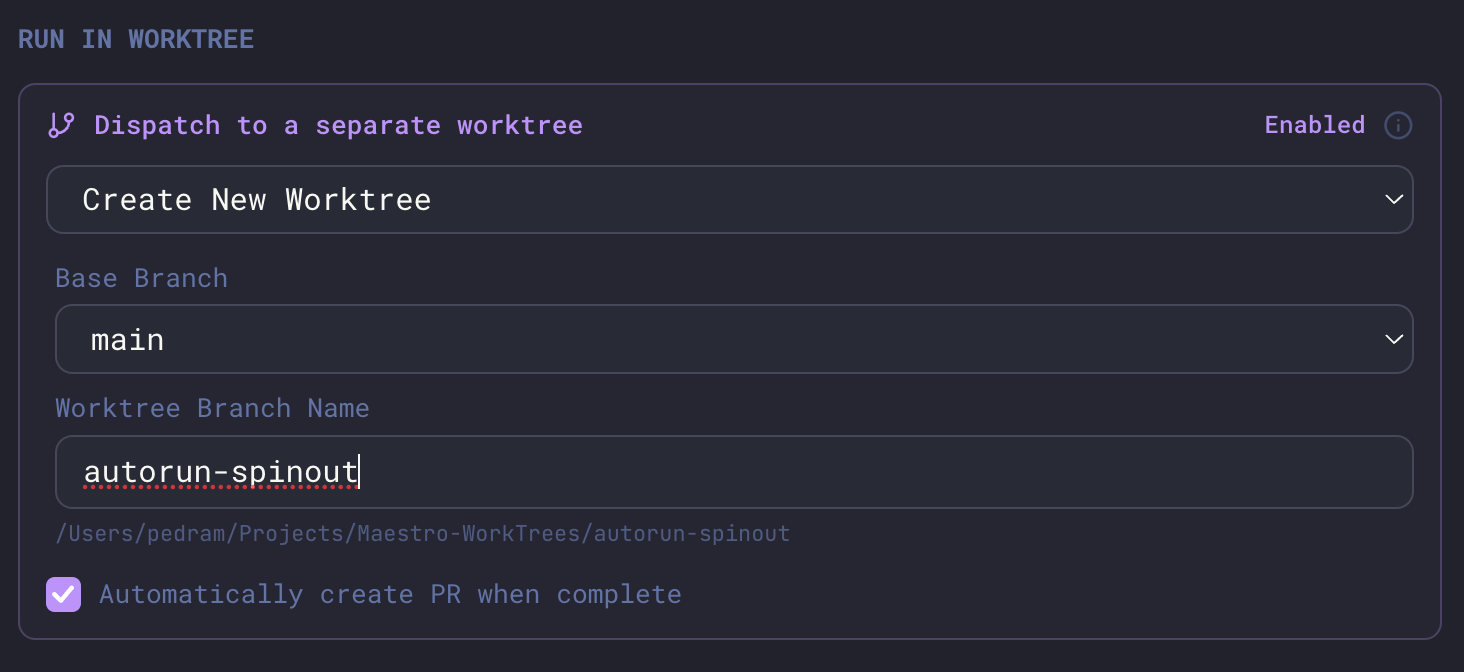Run in Worktree