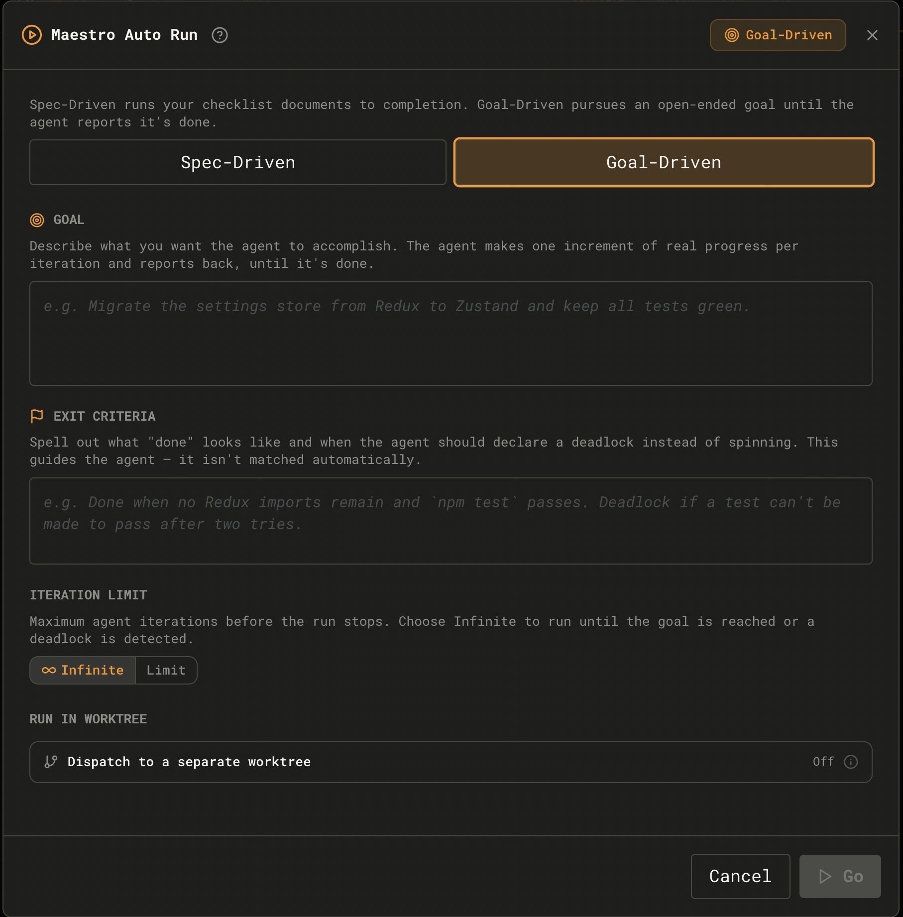 Goal-Driven Auto Run