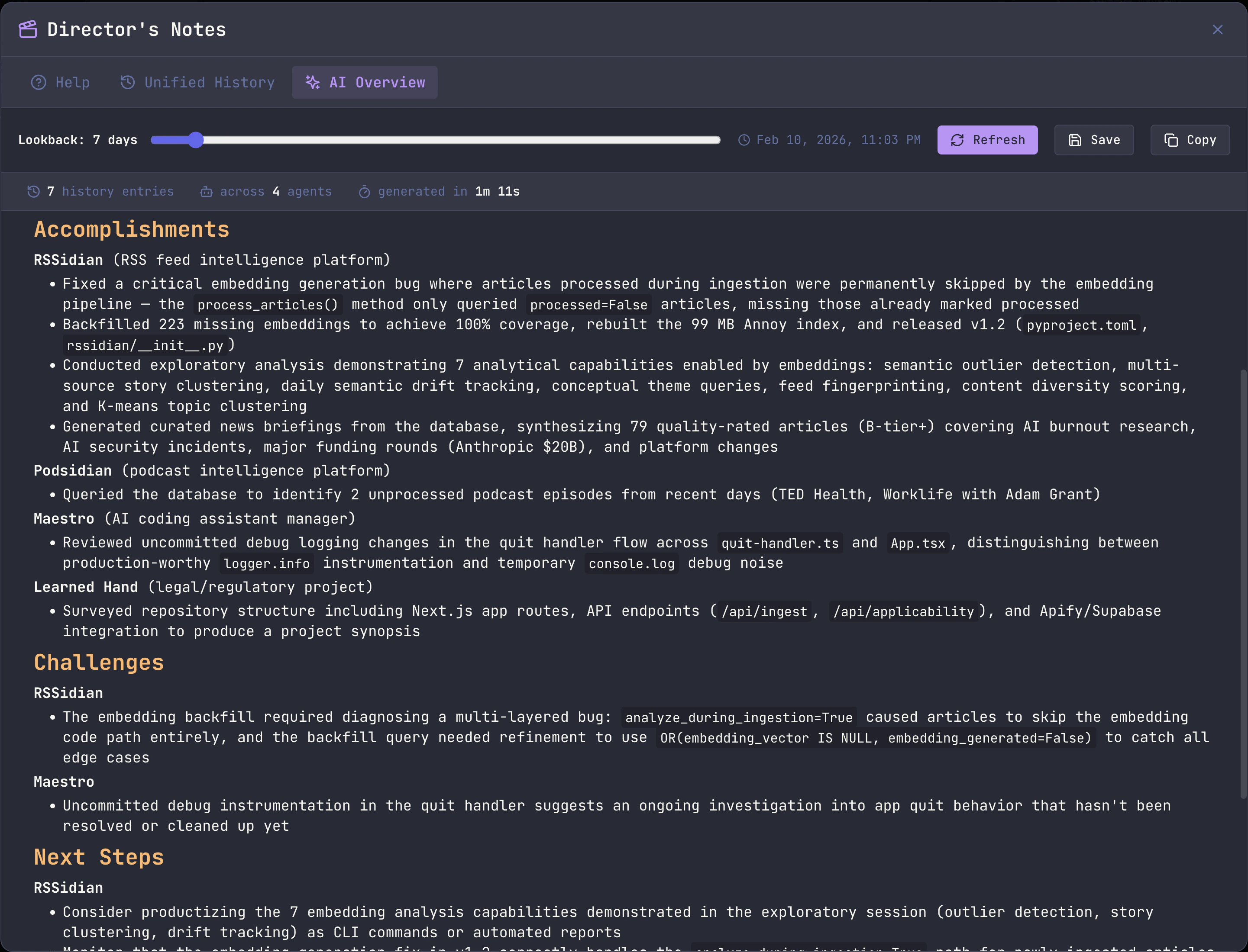 Director's Notes AI Overview