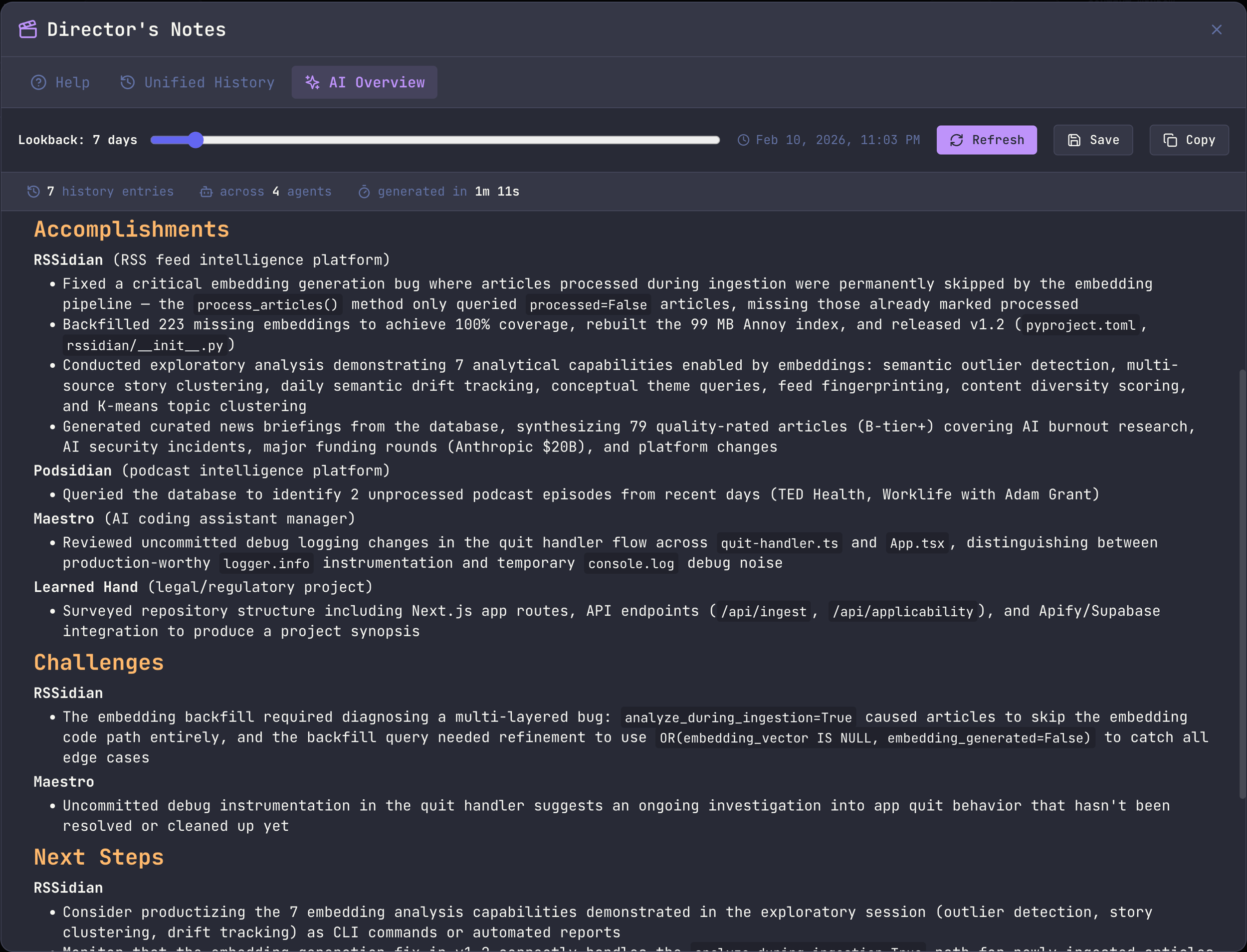 Director's Notes AI Overview