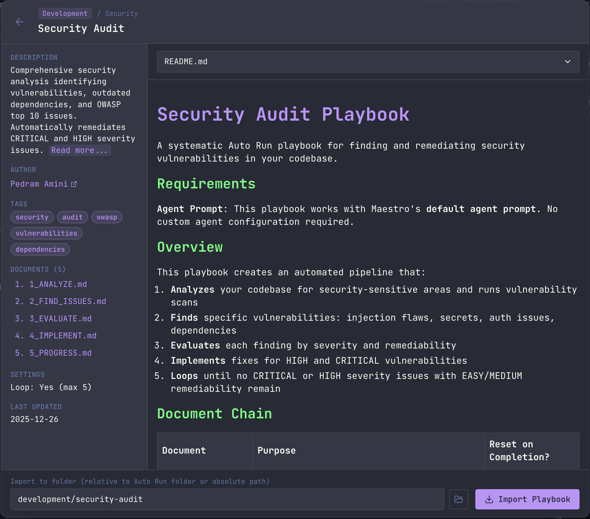 Playbook Exchange detail view