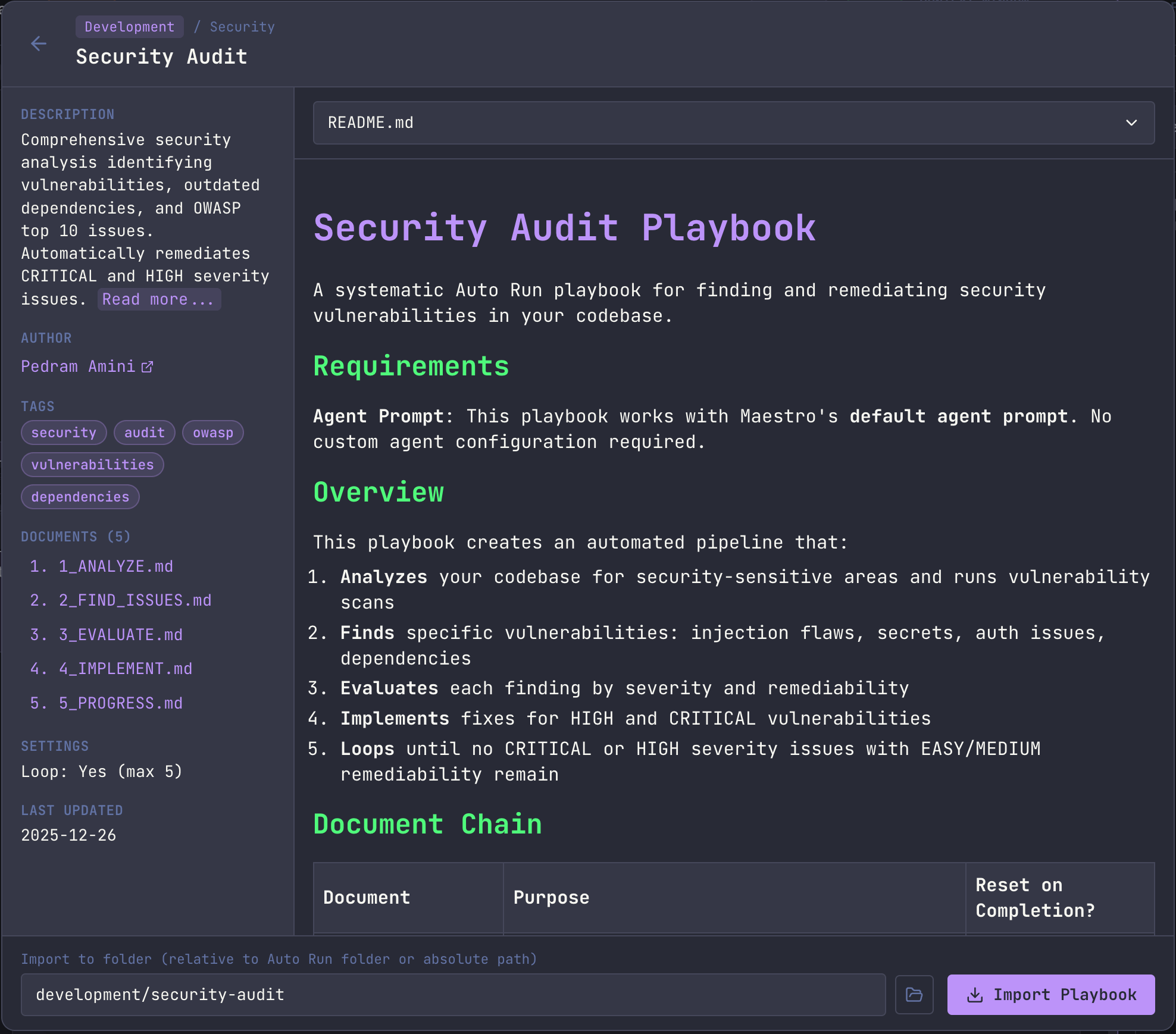 Playbook Exchange detail view