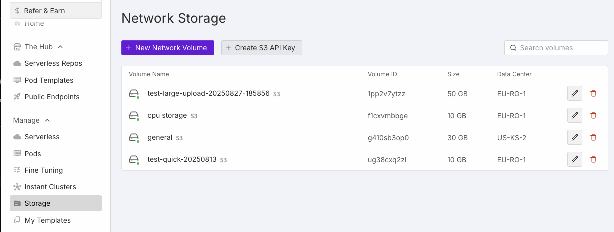 Where to find network storage