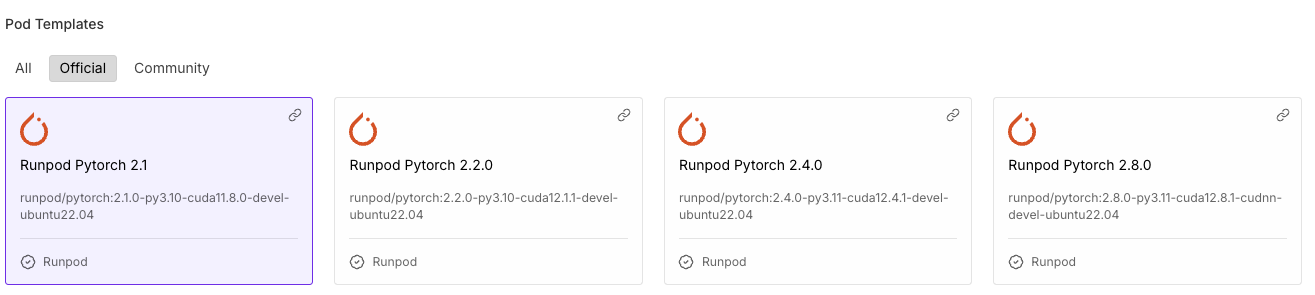 Official Runpod PyTorch template