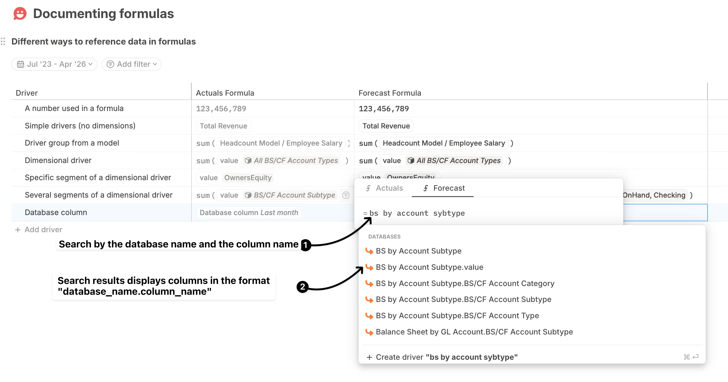 Database Column 1 Pn