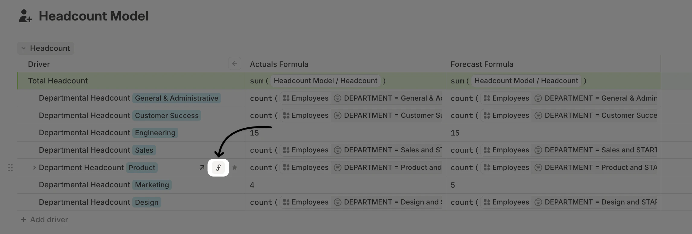 Driver Table Formula Button Pn