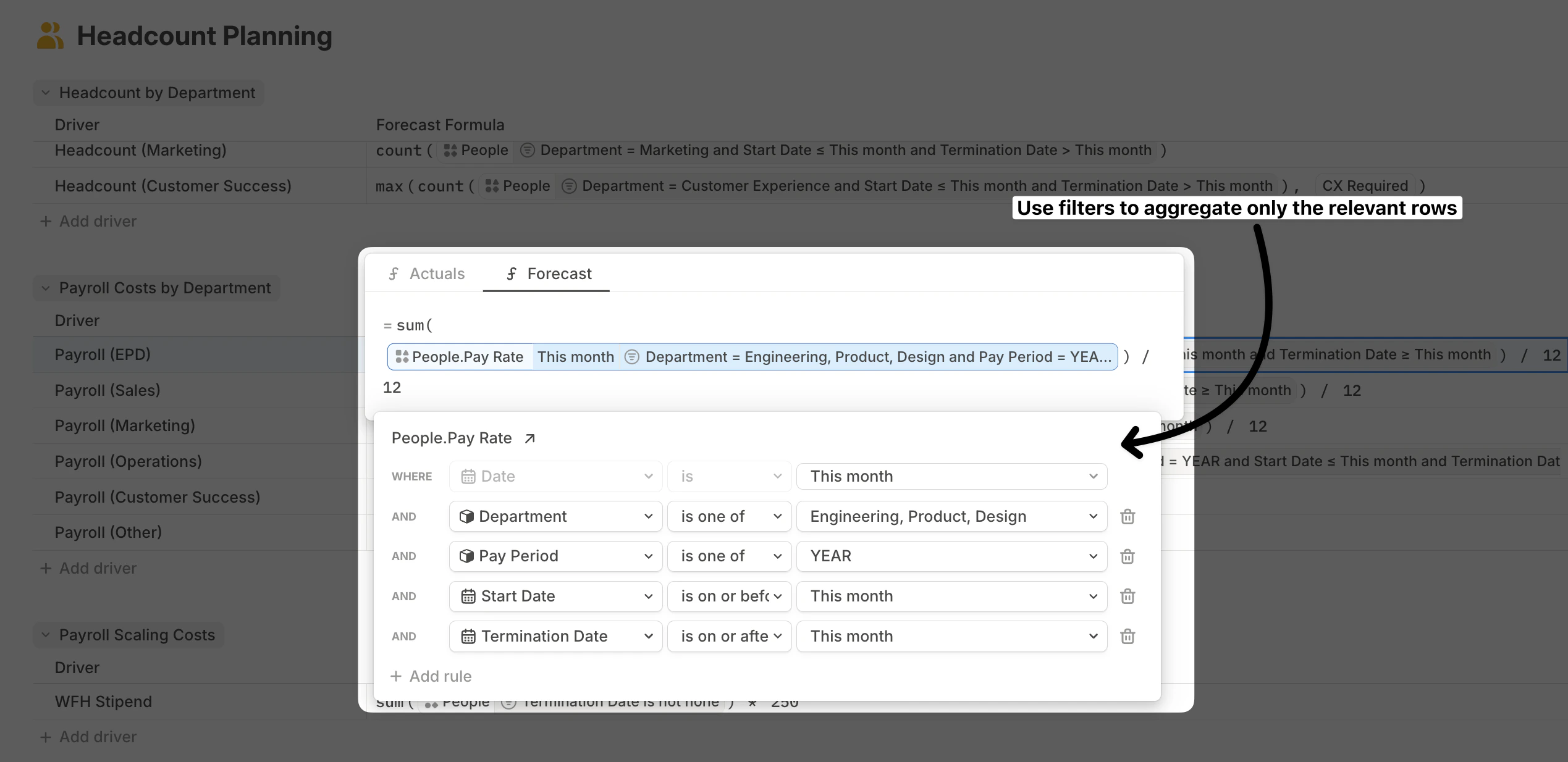 Fields Filters Informula Pn