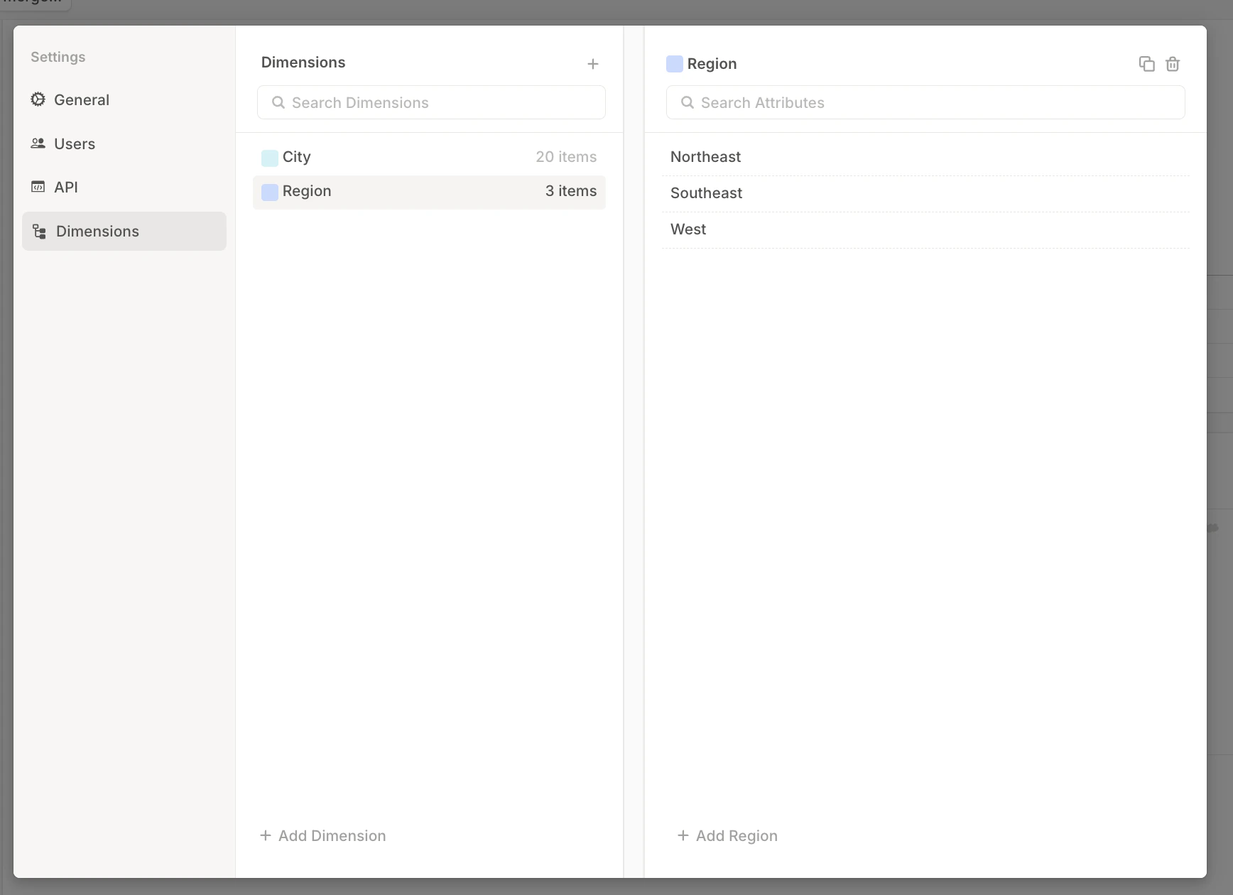 Dimensions Settings Pn