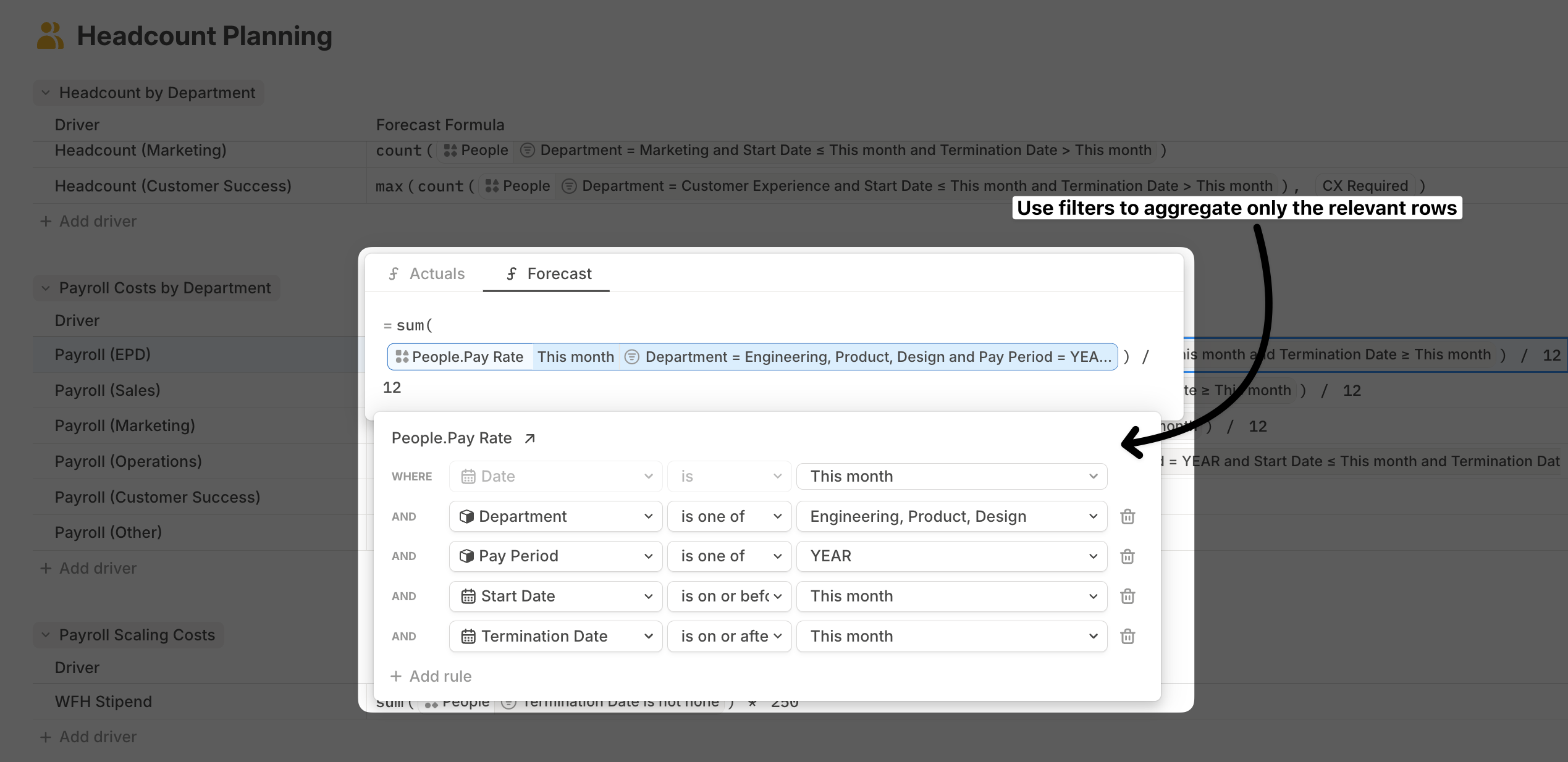 Fields Filters Informula Pn