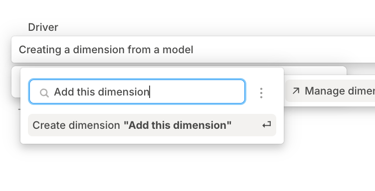 Create Dimension Through Driver Pn