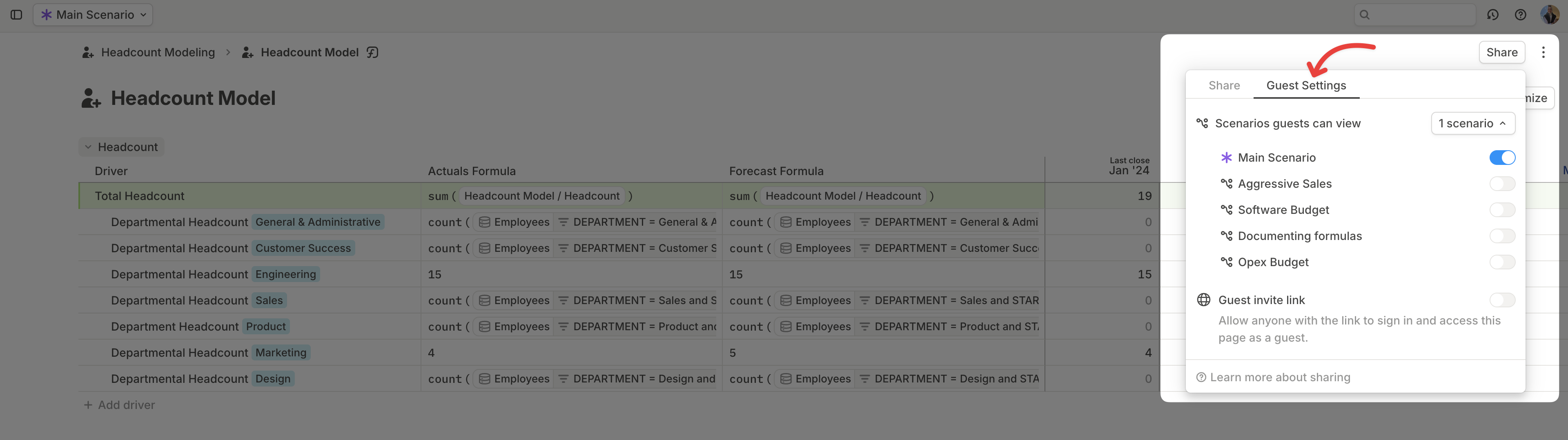 Page Share Guests Scenarios Pn