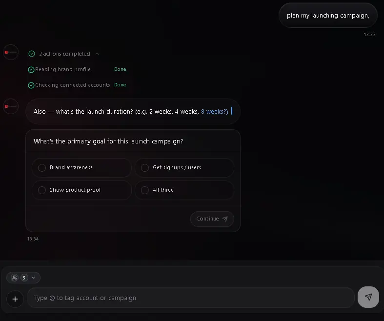 Socializioz Agent executing a multi-step workflow