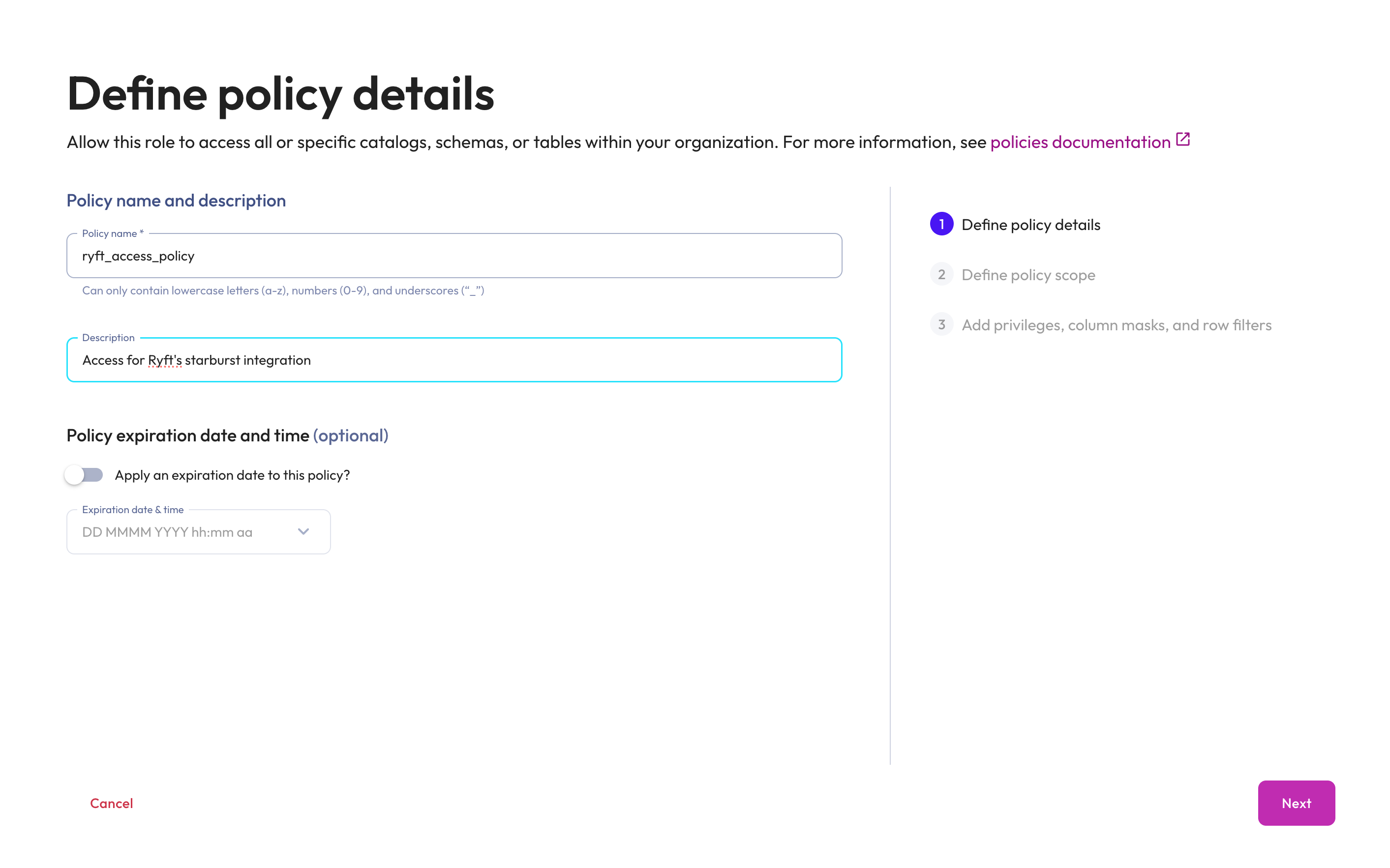 Starburst Integration Step