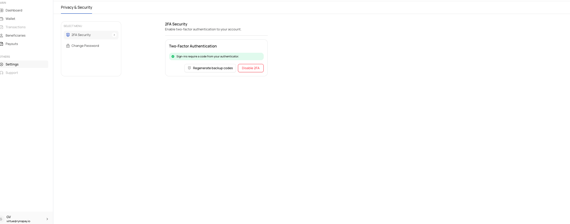 Two-factor authentication enabled state