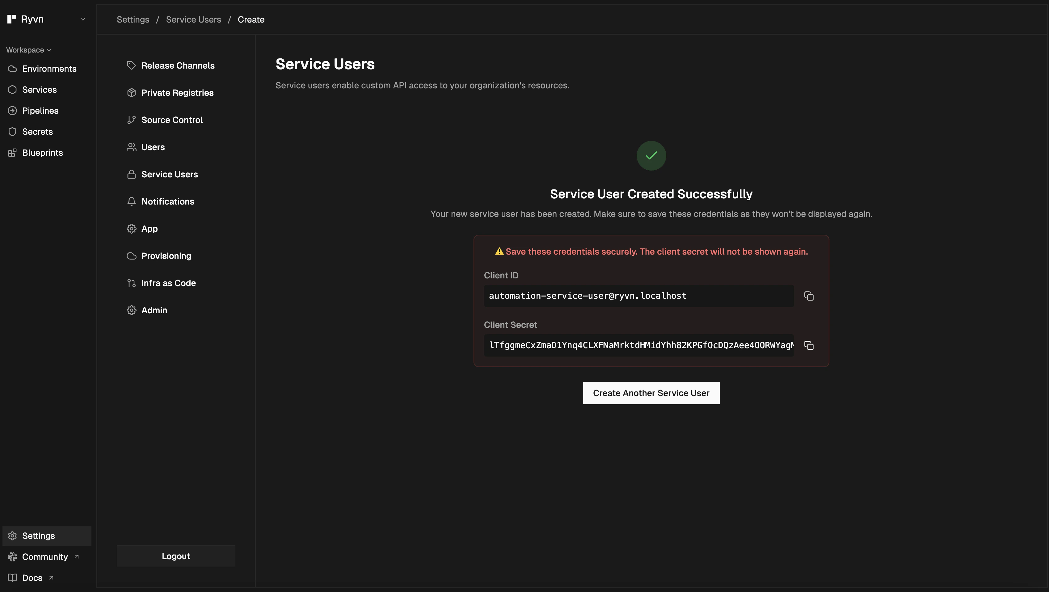 Service User Credentials