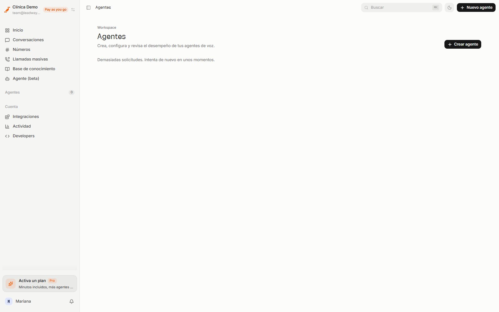 Lista de agentes con su estado