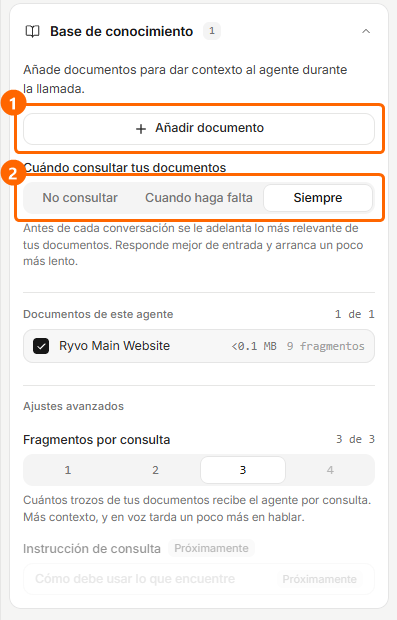 Panel Base de conocimiento